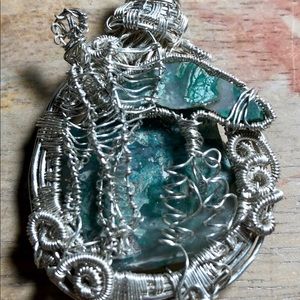 Wire Wrapped Fine Silver & Sterling Silver Pendant